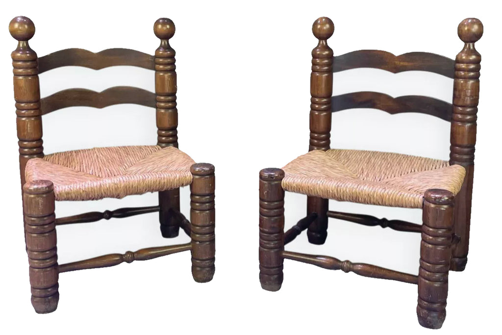 Paire de chaises paillées années 1960