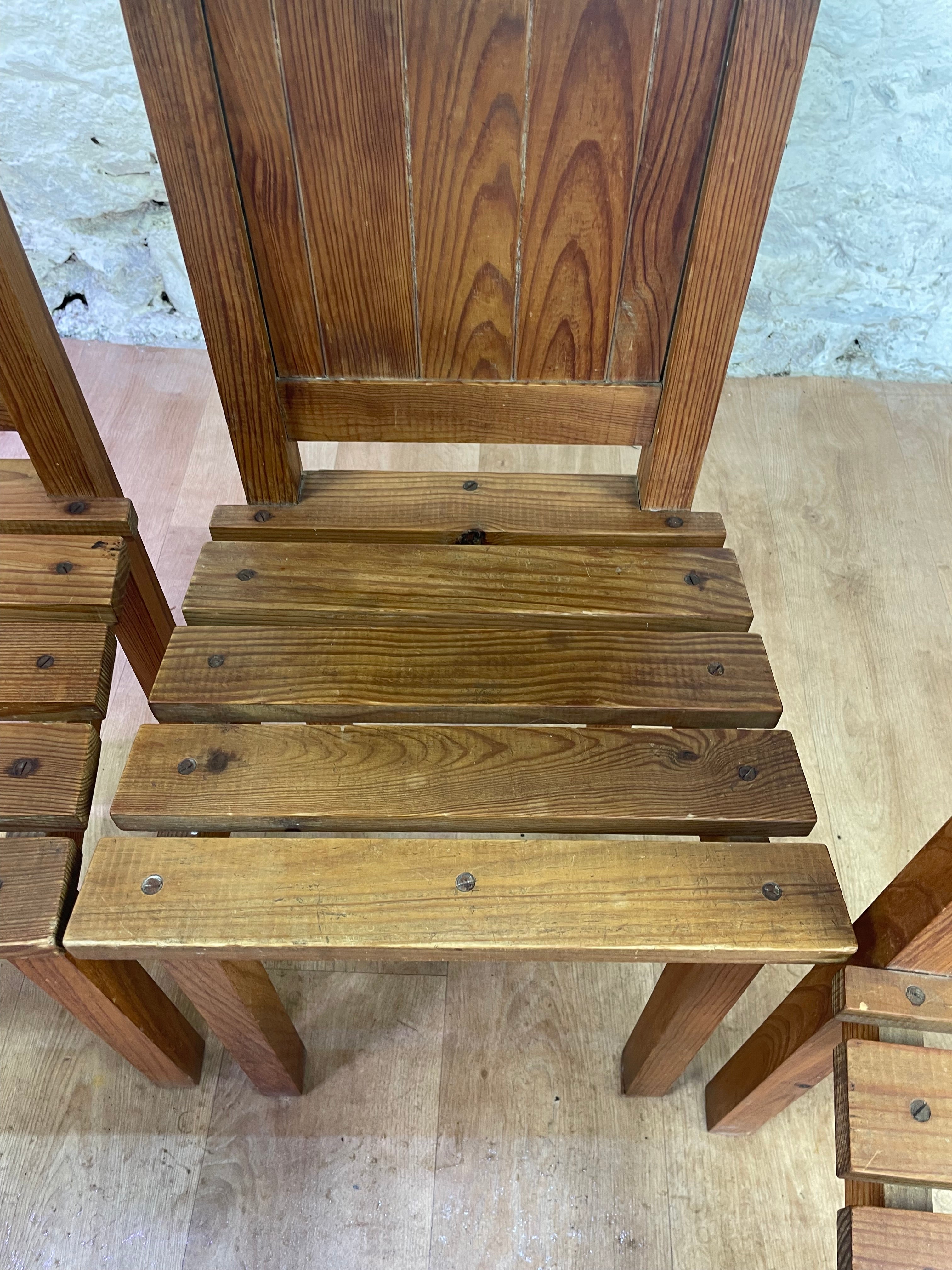 Lot de 4 chaises en bois années 1950