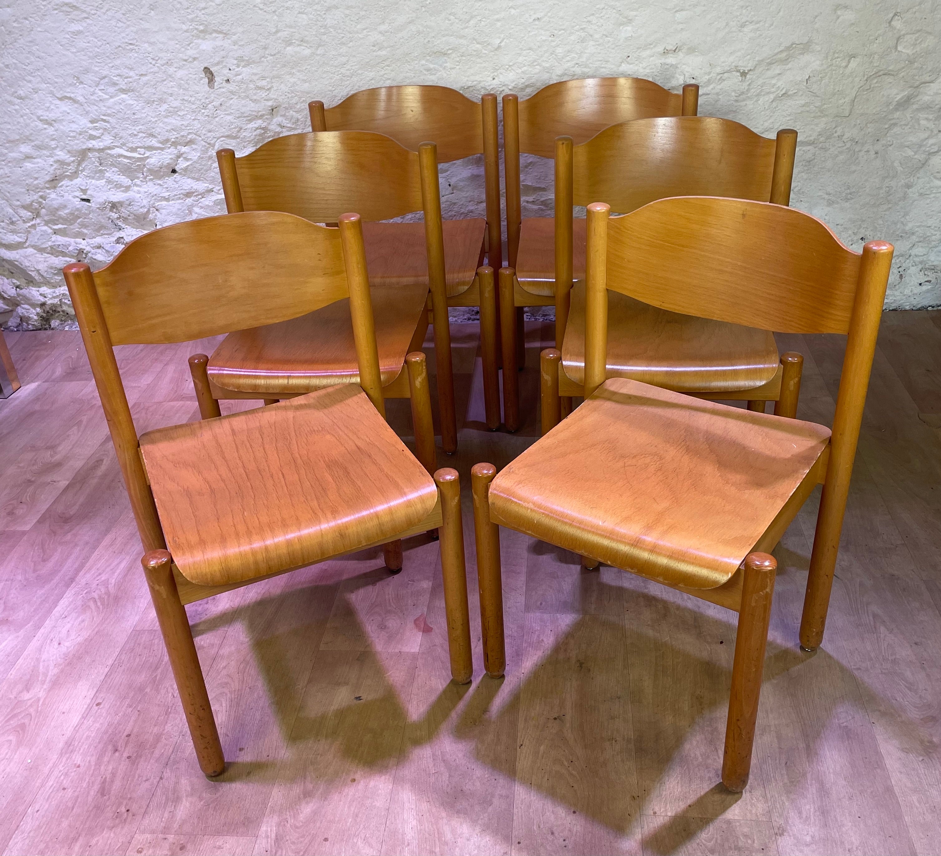 Lot 6 chaises bois de Karl Klipper
