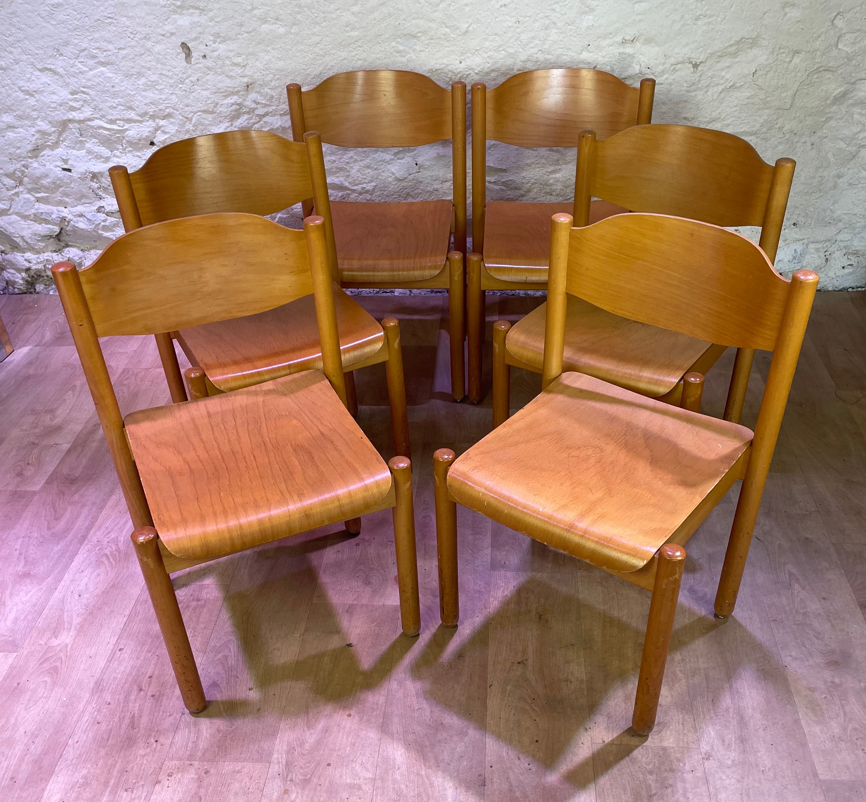 Lot 6 chaises bois de Karl Klipper