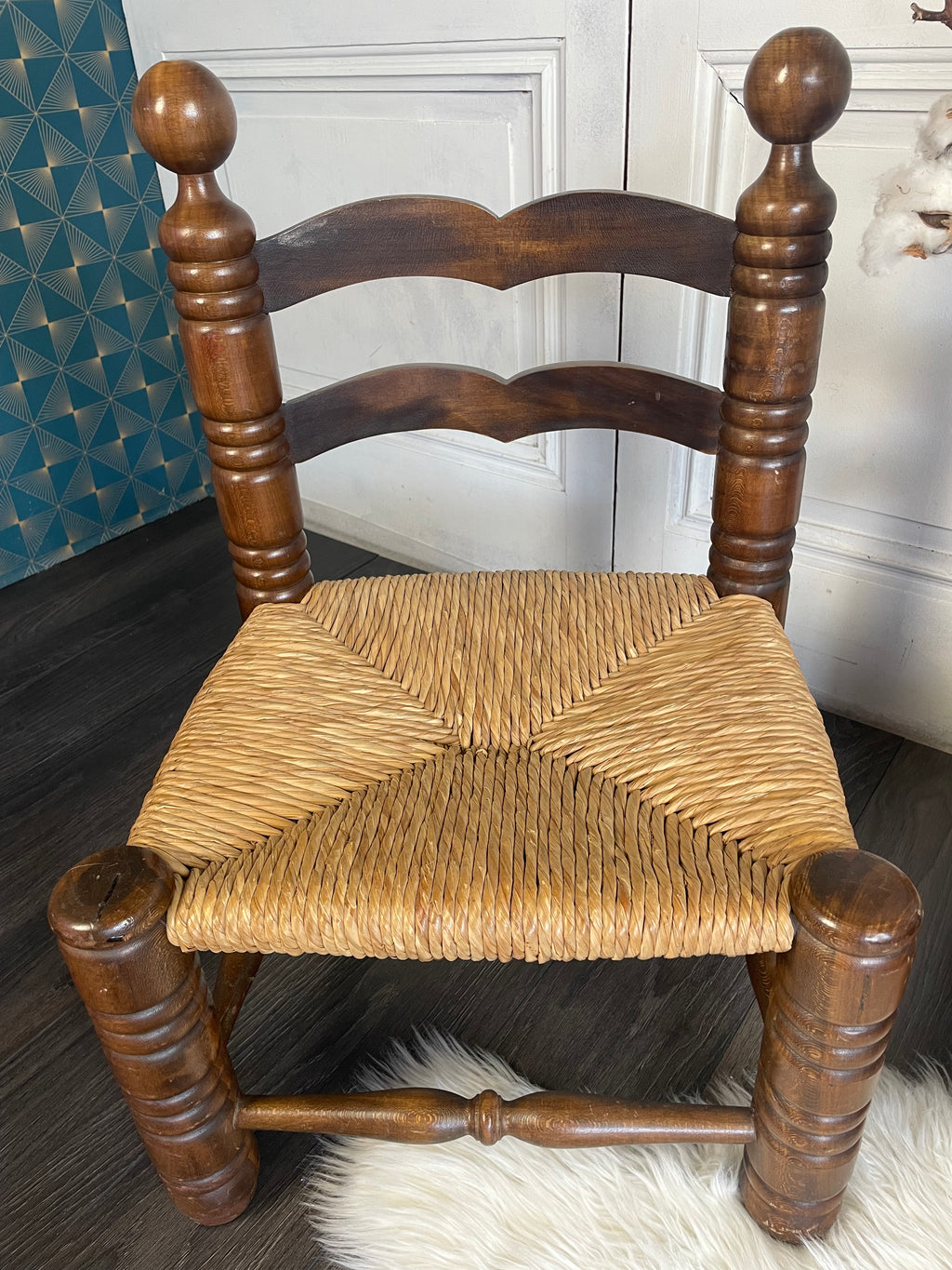 Paire de chaises paillées années 1960