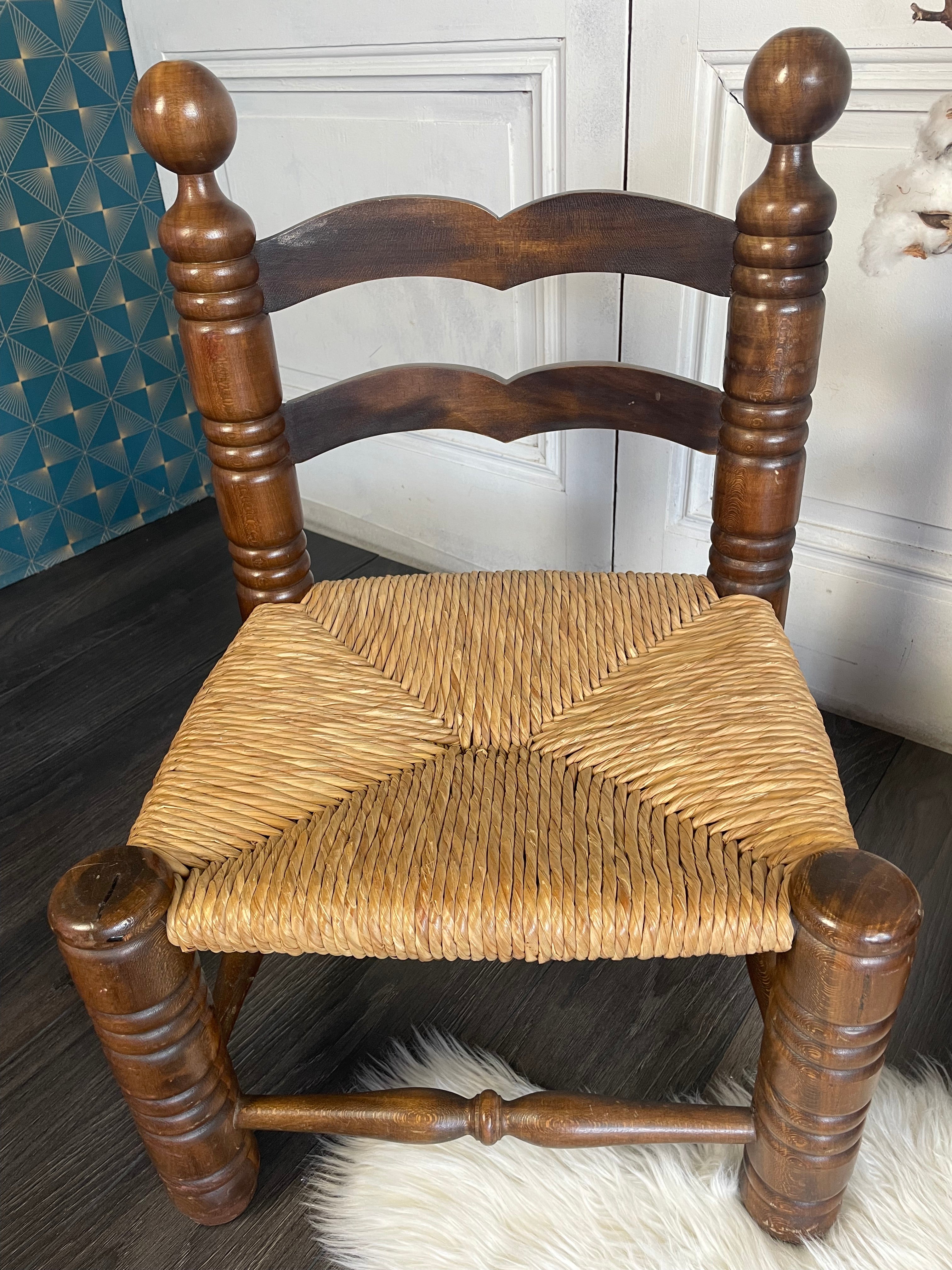Paire de chaises paillées années 1960